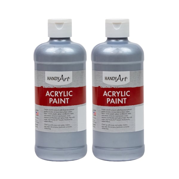 Metallic Acrylic Paint 16 oz., Silver, 2PK